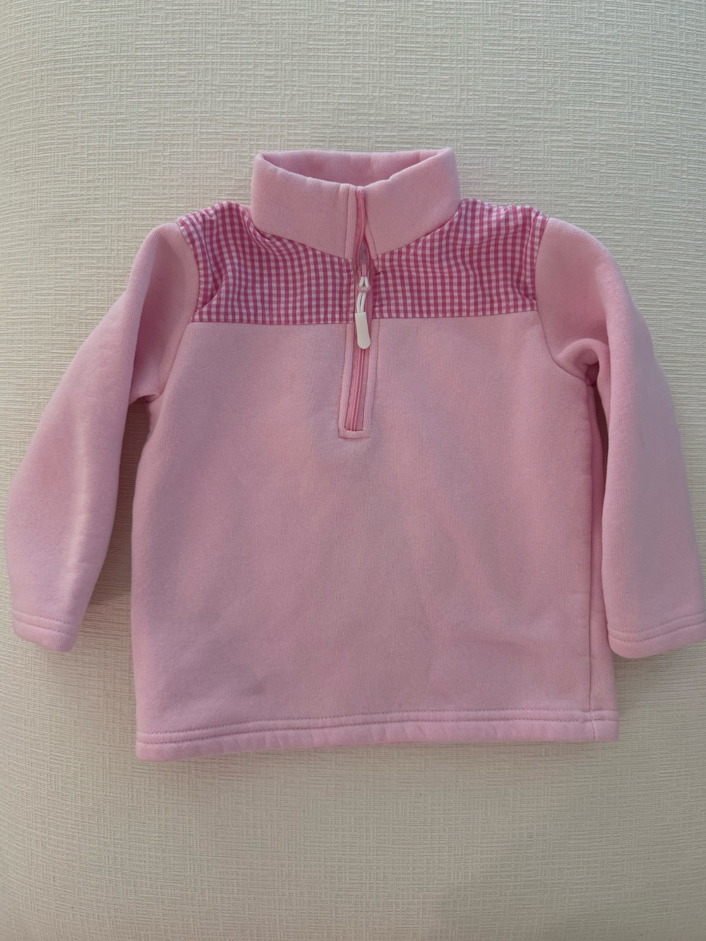 Pink Plaid Quarter Zip 24 Months